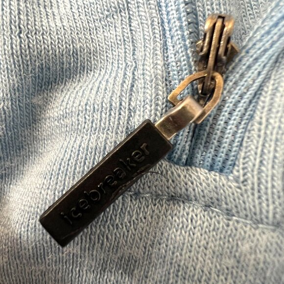 Icebreaker Skin200 Blue Merino Wool 1/4 Zip Long Sleeve Base Layer Shirt XS - Picture 7 of 15